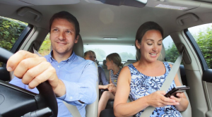 Family of four in car